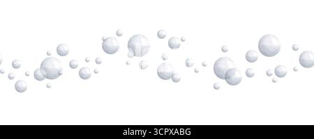 Sous la mer. Aquarelle bordure horizontale dessinée à la main avec des bulles. Motif sans couture sur le thème de la mer. Joli imprimé de dessin animé pour les enfants. Banque D'Images