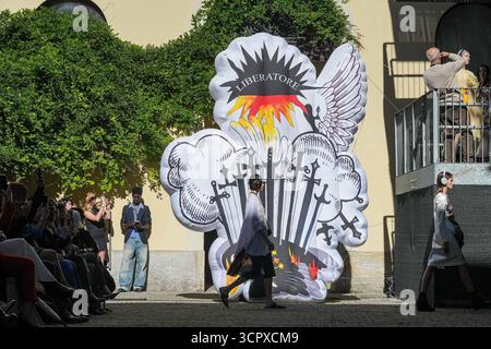 Milan, Italie. 28 septembre 2025. Mode femme, printemps/été 2026. - Défilé Francesca Liberatore - défilé de mode sur la photo : modèle crédit : Agence photo indépendante/Alamy Live News Banque D'Images