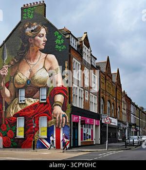 27 septembre 2025. Murale sur mur à l'angle de Royal Mews et Alexandra Street, Southend on Sea, City of Southend. ROYAUME-UNI Banque D'Images