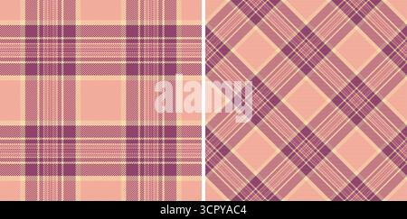 Deux motifs tartan élégants, prune pêche, moderne classique. Idéal pour les arrière-plans, textiles, projets de design, et ajouter une touche d'élégance intemporelle. Illustration de Vecteur