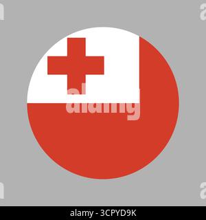 Drapeau du bouton rond Tonga. Icône de cercle de drapeau. Badge circulaire drapeau national des Tonga. Couleurs standard. Illustration de Vecteur