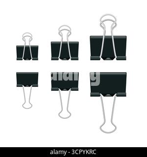 Ensemble de trombones à reliure noire. Illustration vectorielle isolée sur fond blanc Illustration de Vecteur