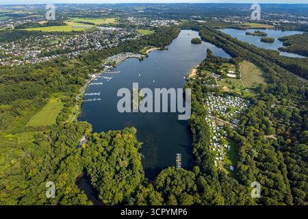 Luftbild, Unterbacher See mit Strandbad und Campingplatz, Autobahn A46, Unterbach, Düsseldorf, Ruhrgebiet, Nordrhein-Westfalen, Deutschland ACHTUNGxMINDESTHONORARx60xEURO *** vue aérienne, Unterbacher See avec lido et camping, autoroute A46, Unterbach, Düsseldorf, Ruhr area, Rhénanie du Nord-Westphalie, Allemagne ATTENTIONxMINDESTHONORARx60xEURO Banque D'Images