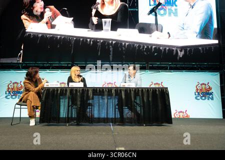 27 septembre 2025, Los Angeles, Californie, États-Unis : David Tennant et Billie Piper répondent aux questions des fans lors de leur panel Doctor Who LA Comic Con au Los Angeles Convention Center à Downtown LA le 28 septembre 2025. (Crédit image : © Connor Terry/ZUMA Press Wire) USAGE ÉDITORIAL SEULEMENT ! Non destiné à UN USAGE commercial ! Banque D'Images
