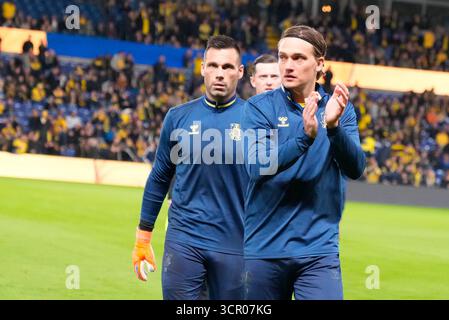 Broendby, Danemark. 28 septembre 2025. Superligakampen mellem Broendby IF og OB paa Broendby Stadion soendag den 28. septembre 2025. Crédit : Ritzau/Alamy Live News Banque D'Images