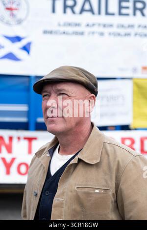 Liverpool, Merseyside, Royaume-Uni. 28 septembre 2025. Gareth Wyn Jones assiste à la manifestation Farmers to action contre la proposition des gouvernements travaillistes d'introduire une taxe de succession de 20 % sur les exploitations agricoles d'une valeur de plus de 1 million de livres sterling lors de la conférence du Parti travailliste à Liverpool. Credit Mark Lear / Alamy Live News Banque D'Images