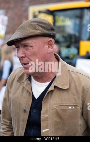 Liverpool, Merseyside, Royaume-Uni. 28 septembre 2025. Gareth Wyn Jones assiste à la manifestation Farmers to action contre la proposition des gouvernements travaillistes d'introduire une taxe de succession de 20 % sur les exploitations agricoles d'une valeur de plus de 1 million de livres sterling lors de la conférence du Parti travailliste à Liverpool. Credit Mark Lear / Alamy Live News Banque D'Images