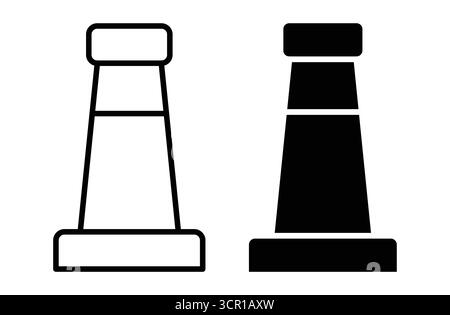Cette image présente deux versions d'une structure géométrique simple dans des styles contrastés. La version de gauche est un contour propre tandis que la version de droite présente Illustration de Vecteur