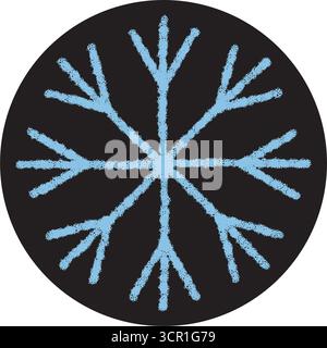 Icône d'autocollant en forme de flocon de neige crayon bleu Illustration de Vecteur