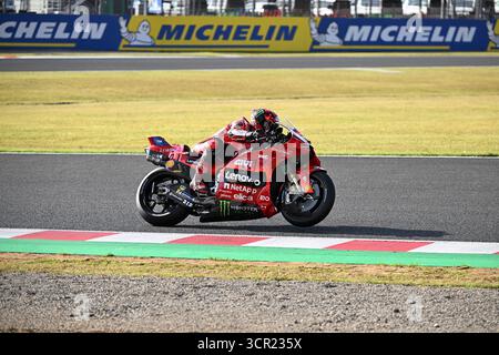 Motegi, Japon. 27 septembre 2025. Le coureur Ducati Francesco Bagnaia en action dans la course de sprint qui s'est tenue au Mobility Resort Motegi du MotoGP Japon 2025. Crédit : Ranjith Kumar/AFLO/Alamy Live News Banque D'Images