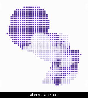 Carte en pointillés du Paraguay. Carte de style numérique du pays sur fond blanc. Forme Paraguay avec des points carrés. Style de points colorés. Carrés de grande taille. Illustration de Vecteur