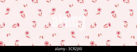 Motif floral rose sans couture avec des éléments minimalistes en forme de Marguerite Illustration de Vecteur
