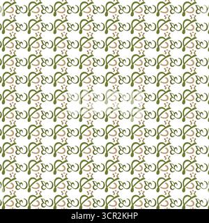 Motif répétitif complexe de tourbillons stylisés et de feuilles sur un fond blanc isolé sur fond transparent Illustration de Vecteur