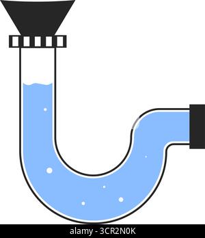 Icône d'une conduite d'eau sous un évier. Tuyau de vidange. MECANISME de retenue D'odeurs dans un drain. Image vectorielle plate. Illustration de Vecteur