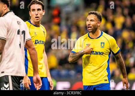 Broendby, Danemark. 28 septembre 2025. Sean Klaiber de Broendby vu lors du match de 3F Superliga entre Broendby IF et Odense BK au Broendby Stadion à Broendby. Banque D'Images