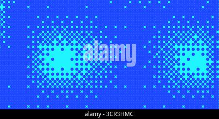 Fond clair monochrome demi-teinte. Housse à dégradé bleu bruit. Fond de superposition de pixels granuleux. Bannière horizontale à pois. Abstrac vectoriel Illustration de Vecteur