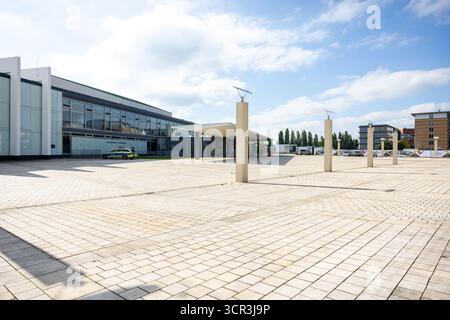 29 septembre 2025, Sarre, Saarbrücken : vue de la salle des congrès Saarbrücken pendant les travaux de construction pour les célébrations de la Journée de l'unité allemande. Photo : Laszlo Pinter/dpa Banque D'Images