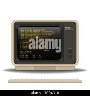 Code rétro 80 s moniteur ambre Illustration de Vecteur
