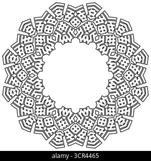 Motif floral géométrique. Décoration cercle ornée. Illustration complexe de mandala. Symbole rond vectoriel. Illustration de Vecteur
