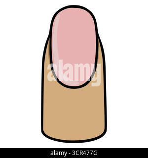Illustration vectorielle minimaliste d'un ongle unique et propre avec une cuticule rose douce et une base de doigt brun clair, isolé sur un fond blanc. Illustration de Vecteur