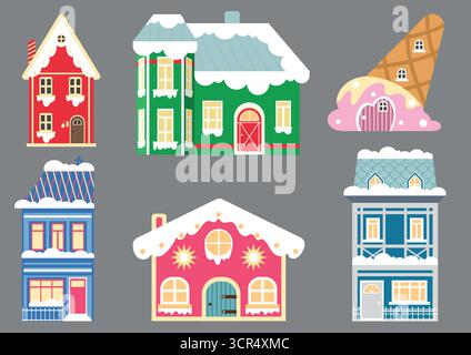 Une délicieuse et festive Gingerbread House Collection qui apporte joie et joie de vacances Illustration de Vecteur