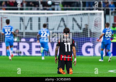Milan, Italien. 28 septembre 2025. Christian Pulisic de l'AC Milan vu lors de Serie A 2025/26 match de football entre l'AC Milan et la SSC Napoli au San Siro Stadium crédit : dpa/Alamy Live News Banque D'Images