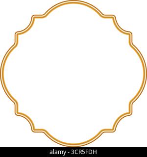 Vignette dorée bordure 3D. Cadre décoratif géométrique brillant avec décoration dorée ornée. Pour les certificats, récompenses, timbres, étiquettes, badges, divers d Illustration de Vecteur