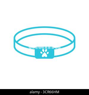 Icône de collier de tracker Cat. Isolé sur fond blanc. Icône bleue définie Illustration de Vecteur