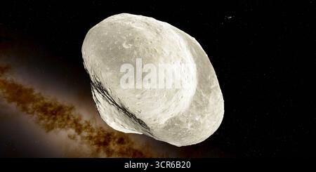 La lune de Paaliaq aurait environ 22 km de diamètre et orbite autour de Saturne tous les 687 jours. Banque D'Images