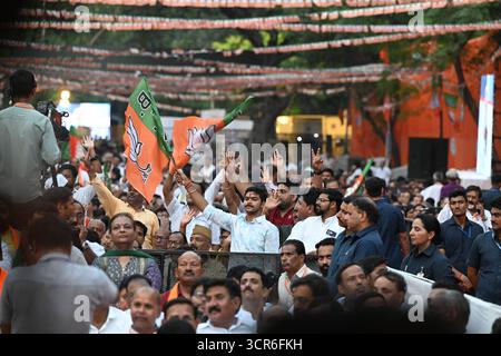 New Delhi, Inde. 29 septembre 2025. NEW DELHI, INDE - SEPTEMBRE 29 : les travailleurs du Parti BJP lors de l'inauguration du nouveau bureau de Delhi BJP le 29 septembre 2025 à New Delhi, Inde. (Photo de Arvind Yadav/Hindustan Times/Sipa USA) crédit : Sipa USA/Alamy Live News Banque D'Images