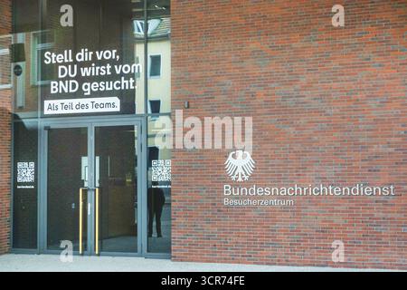 Entrée au centre des visiteurs du Service fédéral de renseignement, Allemagne, Berlin Banque D'Images