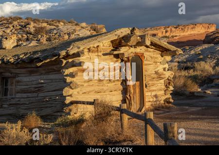 Chalet historique Wolfe dans le parc national des Arches Banque D'Images