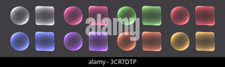 Boutons en verre transparent, bannières claires colorées. Illustration de Vecteur