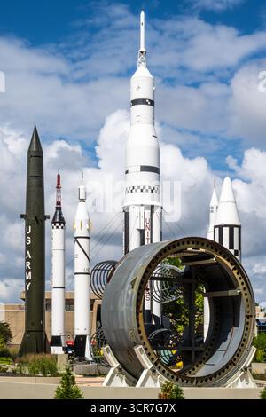 Rocket Park au U.S. Space & Rocket Center, un centre des visiteurs de la NASA et filiale de Smithsonian à Huntsville, Alabama. (ÉTATS-UNIS) Banque D'Images