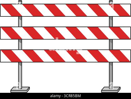 Panneau routier de barrière d'impasse avec vecteur de rayures rouges et blanches Illustration de Vecteur