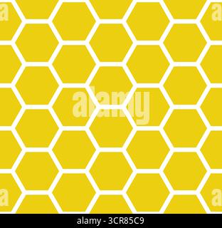 Formes hexagonales géométriques jaunes en nid d'abeilles dans un motif vectoriel répétitif sans couture Illustration de Vecteur