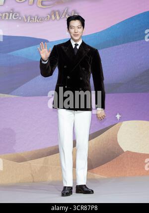 Séoul, Corée du Sud. 29 septembre 2025. L'acteur sud-coréen Kim Woo-bin, participe à une conférence de presse pour la série Netflix « génie, faire un vœu » au Josun Palace Seoul Gangnam à Séoul, Corée du Sud, le 29 septembre 2025. (Photo de Lee Young-ho/Sipa USA) crédit : Sipa USA/Alamy Live News Banque D'Images