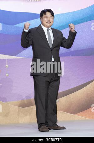 Séoul, Corée du Sud. 29 septembre 2025. L'acteur sud-coréen Ko Kyu-phil, participe à une conférence de presse pour la série Netflix « génie, faire un vœu » au Josun Palace Seoul Gangnam à Séoul, Corée du Sud, le 29 septembre 2025. (Photo de Lee Young-ho/Sipa USA) crédit : Sipa USA/Alamy Live News Banque D'Images