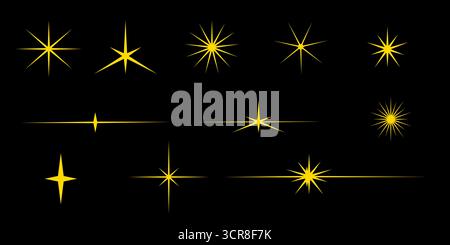 Ensemble d'étoiles brillantes isolées sur fond transparent. Illustration vectorielle. Illustration de Vecteur