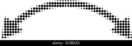 Illustration rétro abstraite d'une flèche double face demi-teinte ronde pointant vers la gauche et la droite. Motif de points circulaires noirs, formes de flèches géométriques. Minimali Illustration de Vecteur