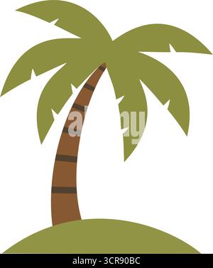 Palmier sur une petite illustration vectorielle de logo d'île symbolisant les vacances tropicales, été, plage, voyage, nature, et vacances Illustration de Vecteur