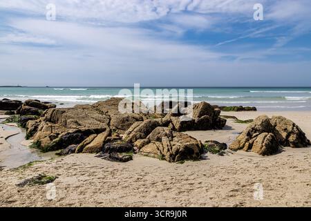 Plage de Sennen à Cornwall, par une journée d'été ensoleillée Banque D'Images