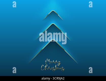 Conception vectorielle de carte de Noël minimale verte. Fond simple, style minimaliste géométrique élégant. Bannière épicéa à ligne convexe. Arbre de noël en papier coupé Illustration de Vecteur