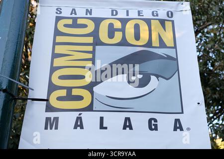 Málaga, Espagne - 25 septembre 2025 - affiche du San Diego Comic-Con Málaga. Banque D'Images