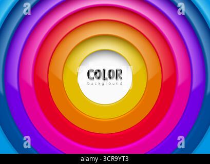 Fond 3D abstrait avec des couches circulaires vibrantes, des couleurs dégradées et un effet brillant. Modèle de conception moderne de vecteur pour la conception Web, présentations Illustration de Vecteur