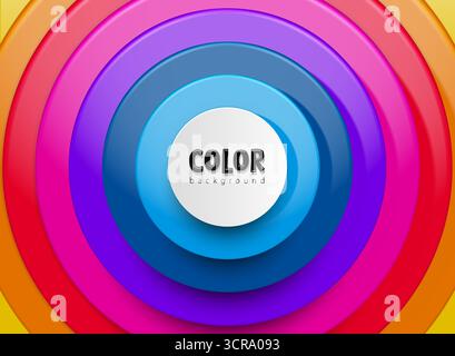 Fond 3D abstrait avec des couches circulaires vibrantes, des couleurs dégradées et un effet brillant. Modèle de conception moderne de vecteur pour la conception Web, présentations Illustration de Vecteur