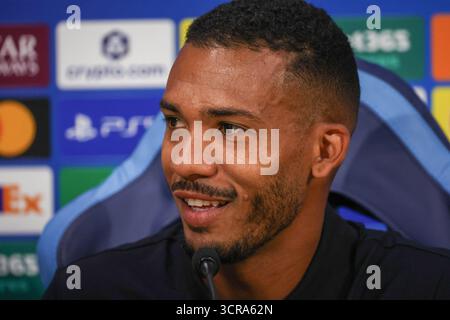 Naples, Campanie, ITALIE. 30 septembre 2025. Juan Jesus de SSC Napoli lors de la conférence de presse du 30 septembre 2025, valable pour la Ligue des Champions, avant le match de 2025/26 entre Napoli et Sporting Lisbon à Naples au Stadio Maradona.sur la photo : (crédit image : © Fabio Sasso/ZUMA Press Wire) USAGE ÉDITORIAL SEULEMENT ! Non destiné à UN USAGE commercial ! Crédit : ZUMA Press, Inc/Alamy Live News Banque D'Images