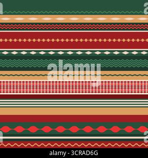 Motif de Noël géométrique rouge et vert traditionnel. Fond transparent de vacances Illustration de Vecteur
