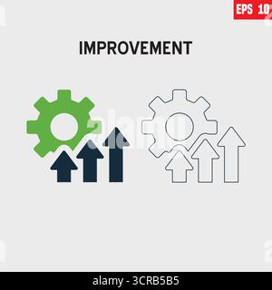 Graphique de croissance dans le style commercial ou les données boursières, la gestion des icônes d'engrenage comme le profit Illustration de Vecteur