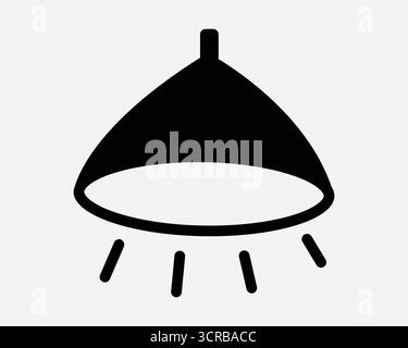 Suspension lampe à suspension panneau luminaire icône luminaire plafonnier Down Light Ceiling décoration intérieur éclairage abat-jour abat-jour symbole ampoule forme noire Illustration de Vecteur